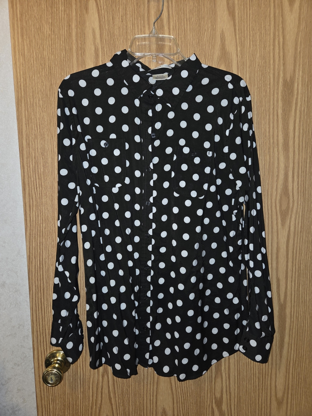 Van Heusen Black and White Polka Dot Button-Down Shirt